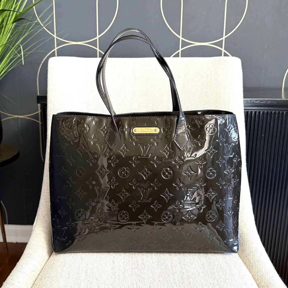 Louis Vuitton Dark Blue/Black Vernis Monogram Patent Leather Tote